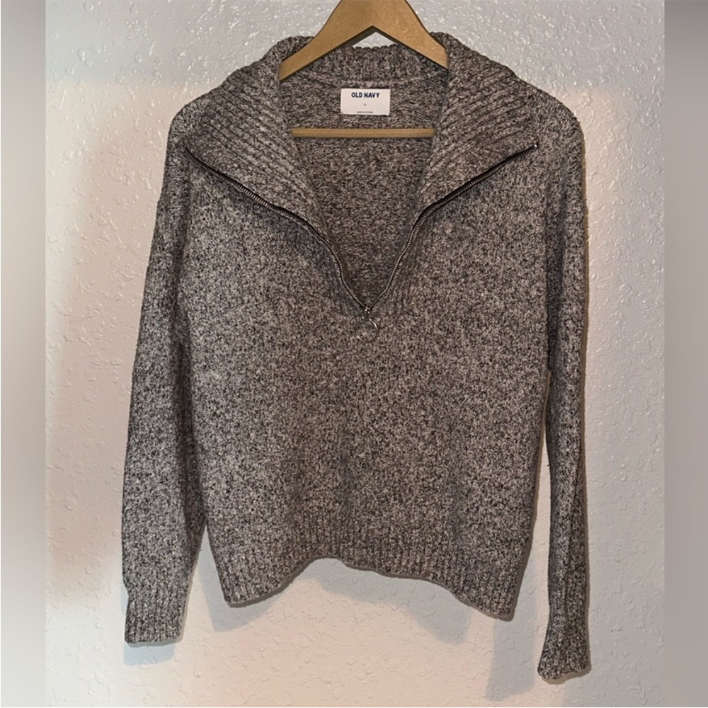 Old Navy Charcoal Knit Quarter Zip Sweater